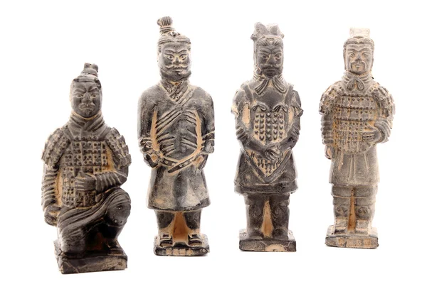 중국 전사의 고대 테라코타 조각 스톡 이미지