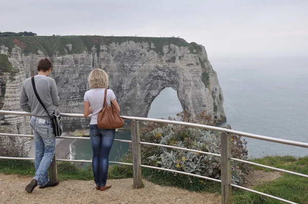 stock image Lovers Cliffs of Etretat Normandy France