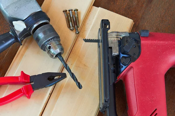 stock image DIY Tools. Jigsaw, Pliers and Drill