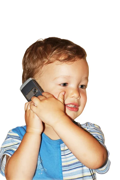 Jongen praten mobiele — Stockfoto
