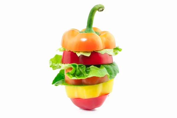 Hamburger made of juicy peppers and lettuce — Stock Photo, Image