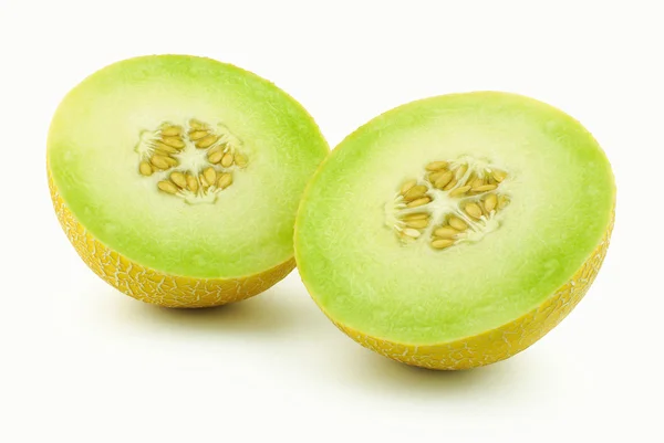 Kaksi puolikasta keltaista melonia meloni meloni — kuvapankkivalokuva