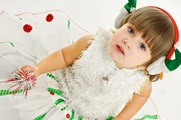 Olhar de menina em traje festivo — Fotografia de Stock