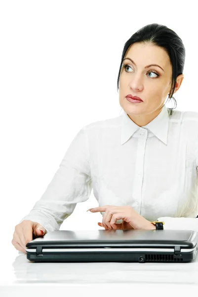 Vrouw en laptop — Stockfoto