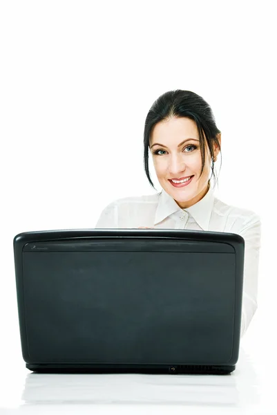 Dame met laptop — Stockfoto