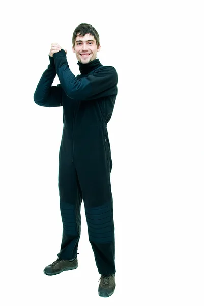 In black suit for flight — Stock Photo, Image