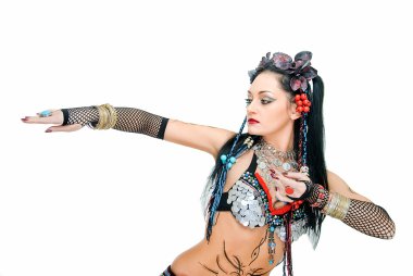 Woman in tribal dance clipart