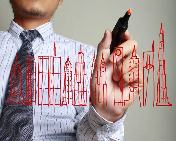 Drawing a building — Stock Photo, Image