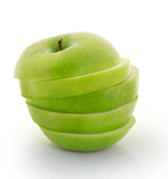 Groene appel gesneden ik — Stockfoto