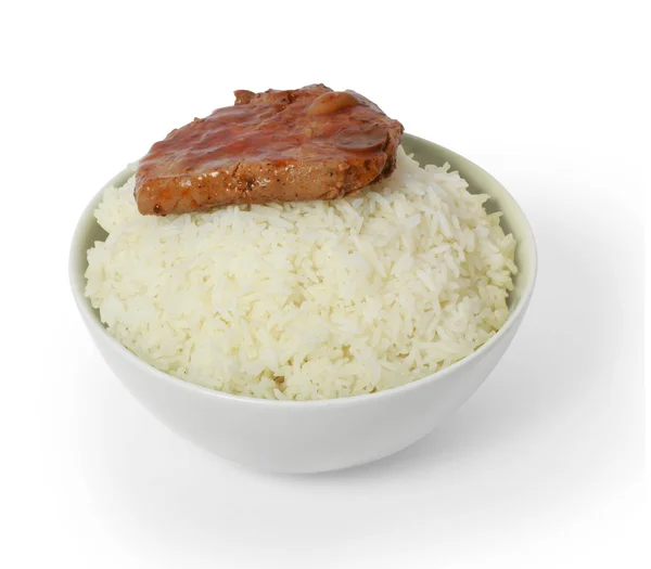 Steak met rijst — Stockfoto