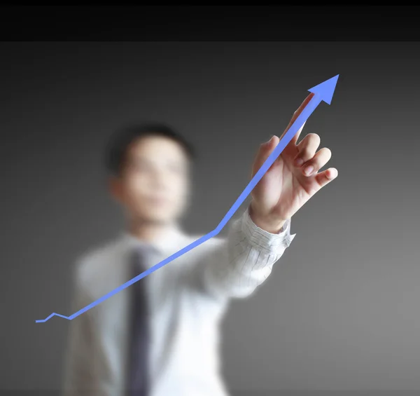 Negócios tocando com gráfico de estatísticas — Fotografia de Stock