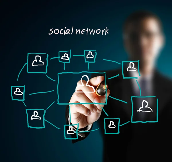 Rysunek sieć społeczną — Zdjęcie stockowe