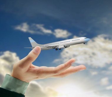 Plane in hand clipart