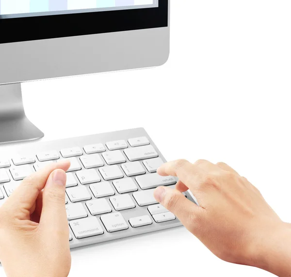 Hands typing on the computer keyboard — Stock Photo, Image