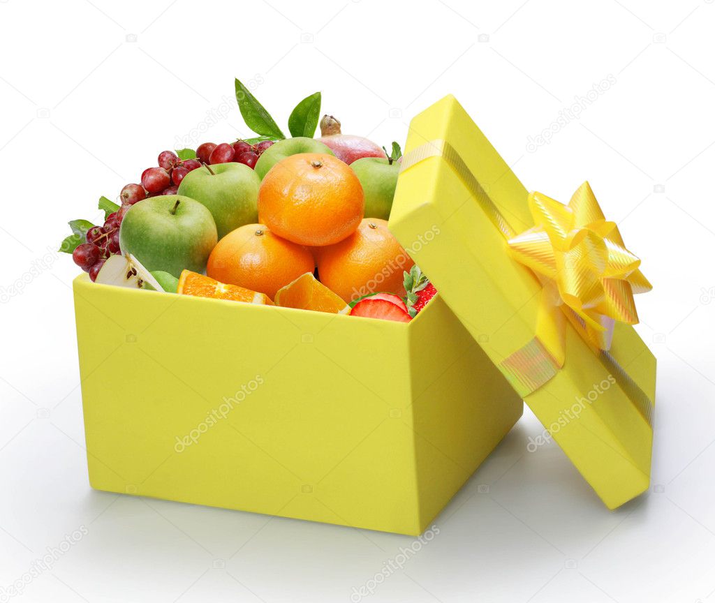 Open yellow gift box