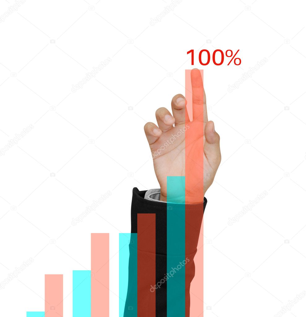 Business touching with statistics graph