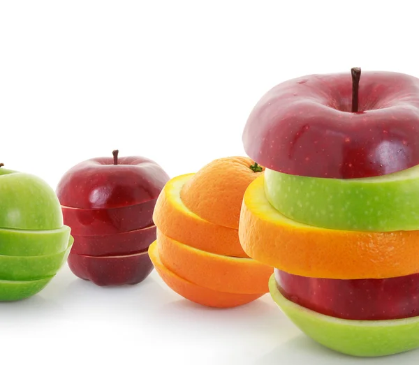 Gemischte Früchte Apfel in Scheiben geschnitten — Stockfoto