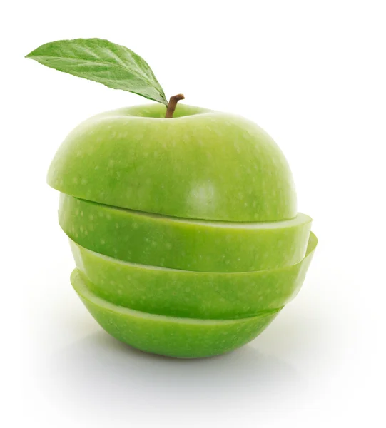 Zöld alma szeletelt — Stock Fotó