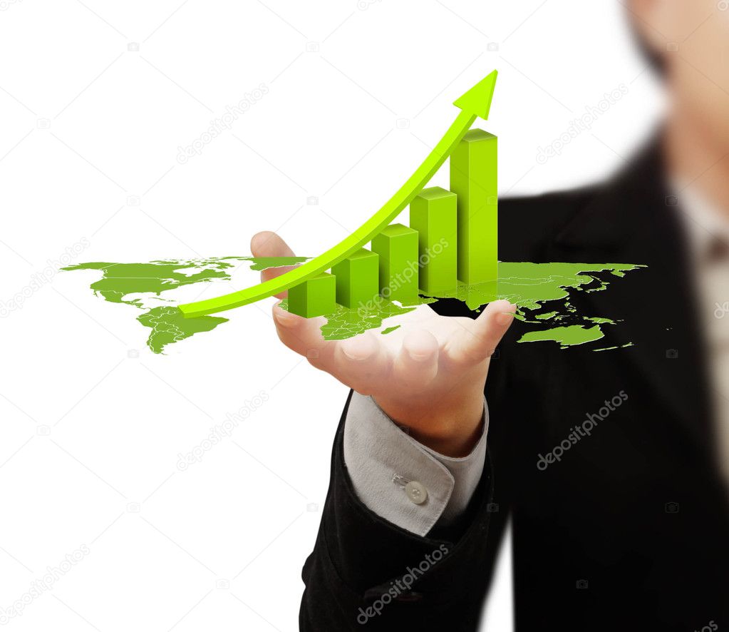 Business graph in hand