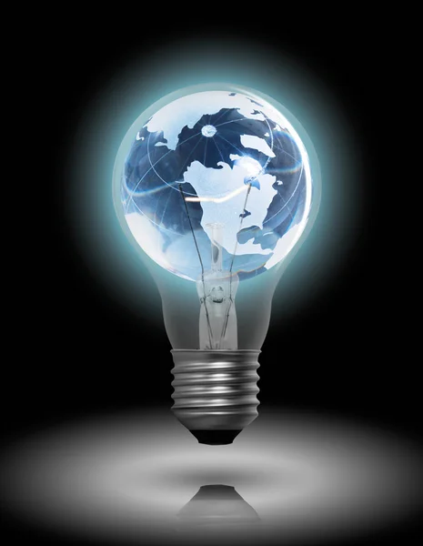 Light bulb with globe — Stock Photo, Image