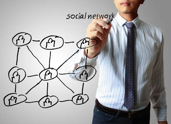 Tekening sociaal netwerk — Stockfoto