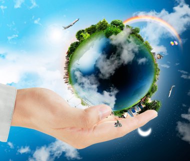 Earth globe in his hands clipart