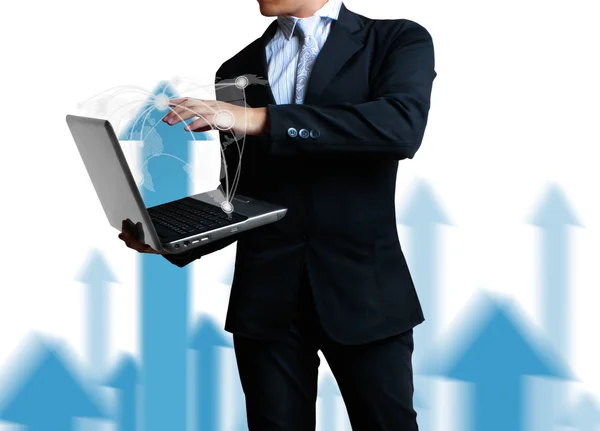 stock image Business man with laptop