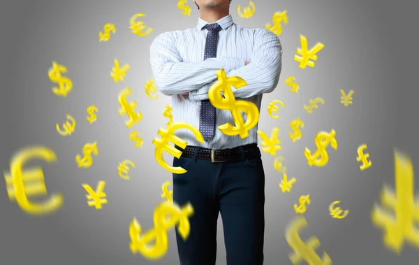 Businessman with a silver icon — Stock Photo, Image