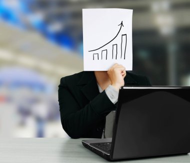 Business man holding a paper Graph clipart