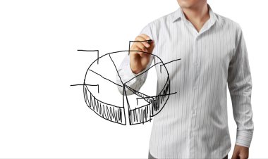 Business man hand drawing a graph clipart