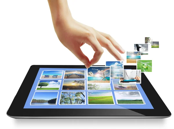 Touch tablet concept images streaming — Stock Photo, Image