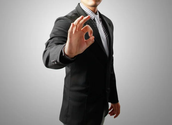 Business man with hand OK gesture — Zdjęcie stockowe