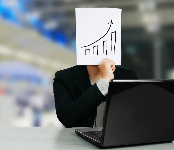 stock image Business man holding a paper Graph