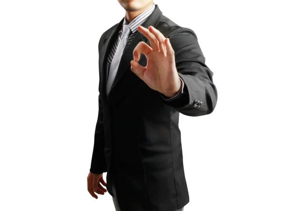 Homem de negócios com OK gesto mão — Fotografia de Stock