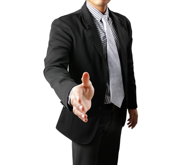 Business man with an open hand ready — Stock Photo, Image