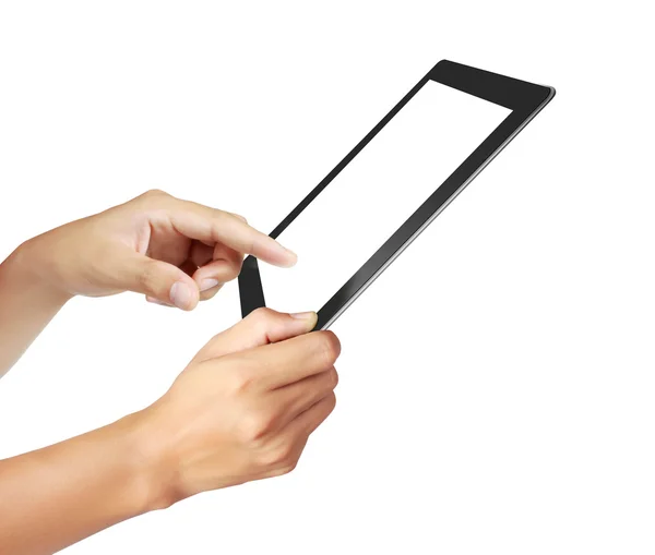 Le mani puntano sul touch screen, sul touch- table — Foto Stock