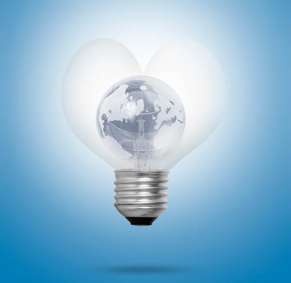 青いハート形電球 — ストック写真