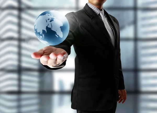 Earth globe in his hands — Stock Photo, Image
