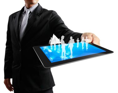 ellerinde dokunmatik tablet