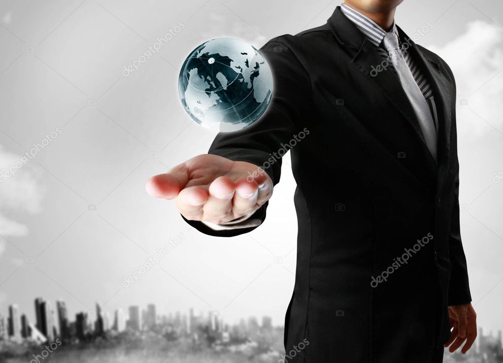 Holding a glowing earth globe in his hands