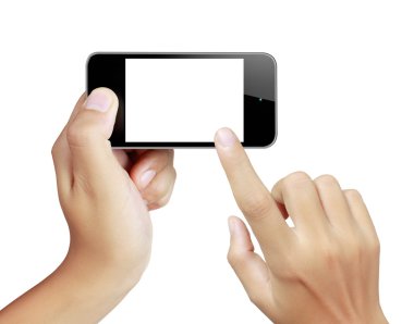 Mobile phone, in hand clipart