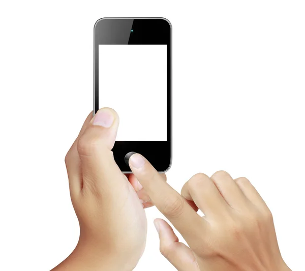 Mobiele telefoon, in de hand — Stockfoto