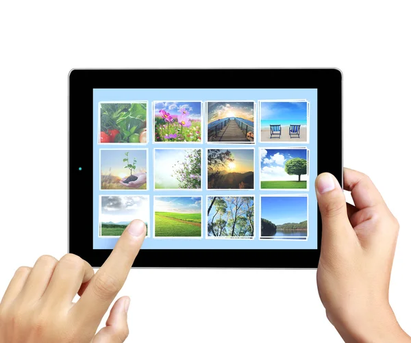 Touch-Tablet-Konzept Bilder streamen — Stockfoto