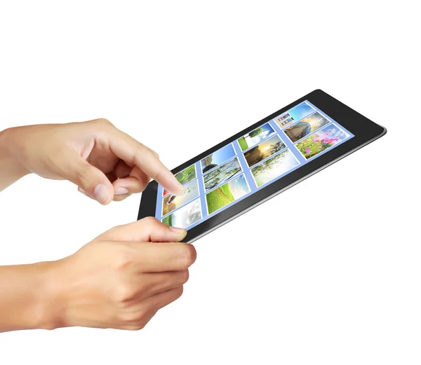 Akarsu dokunmatik tablet kavram resimleri — Stok fotoğraf