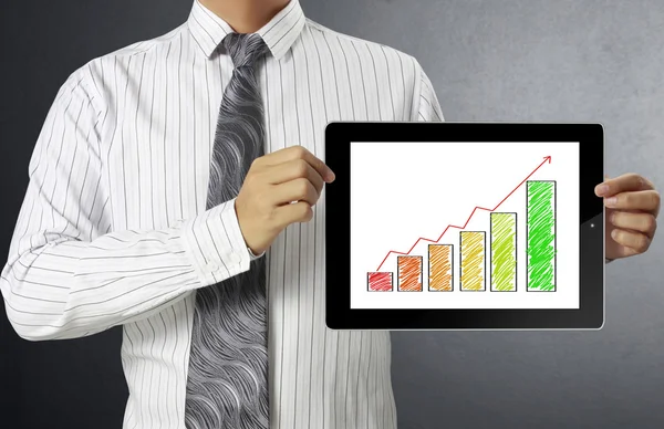 Graph on tablet and show tablet — Stock Photo, Image