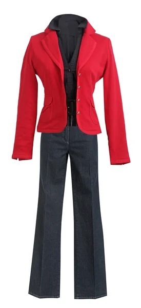 Jaqueta vermelha e calças pretas — Fotografia de Stock