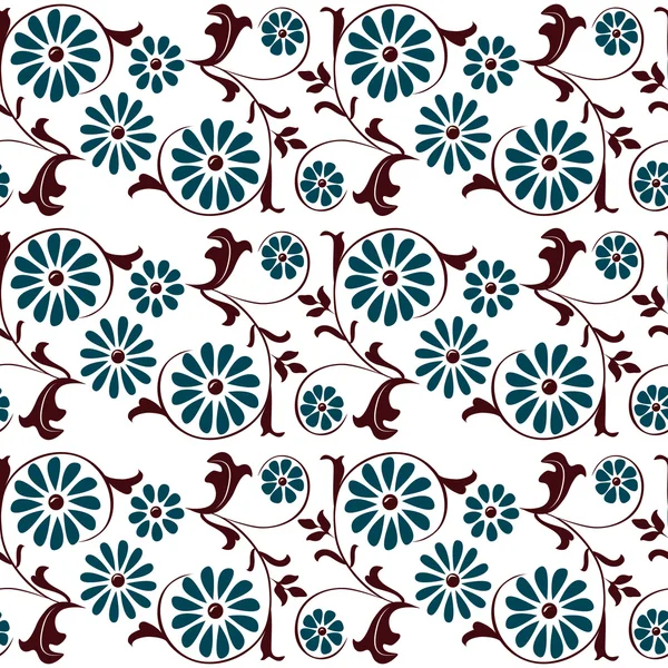 Seamless mönster med virvlande dekorativa blommiga element — ストックベクタ