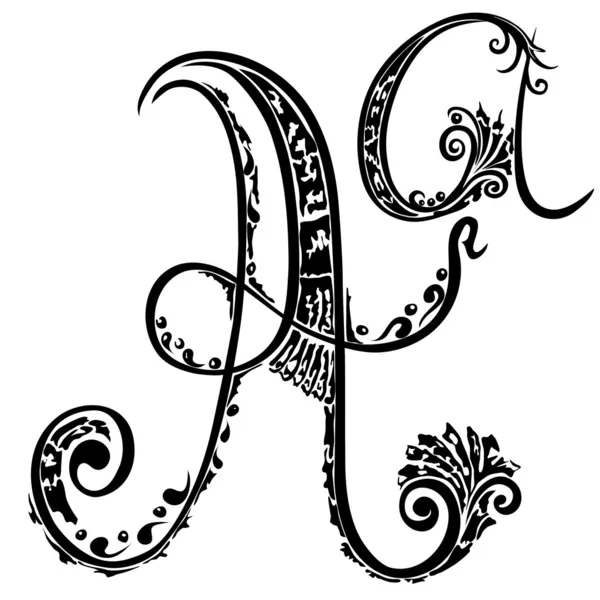 Lettre A a dans le style de motif floral abstrait sur un fond blanc — Image vectorielle