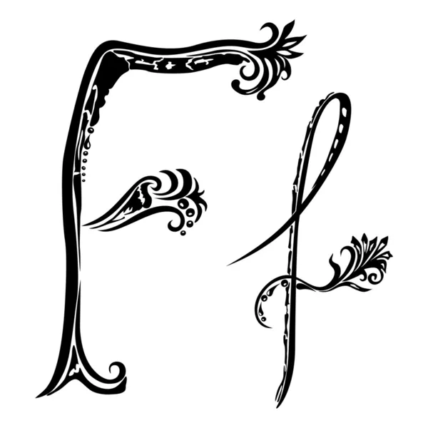 Carta F f no estilo de padrão floral abstrato em um fundo branco — Vetor de Stock