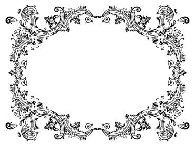 Design frame with black swirling decorative elements ornament clipart